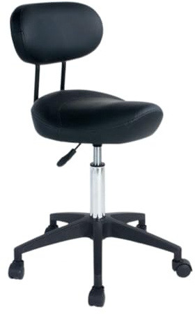 FXLUHAY Sattelhocker mit Rückenlehne, 360° drehbar, höhenverstellbar, Rolldesign for medizinische Kliniken, Krankenhäuser, Labore und Studios, ideal(A2)