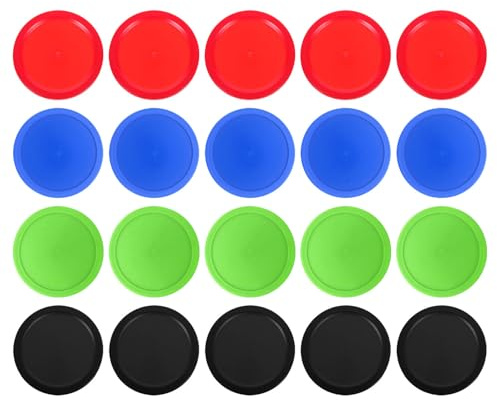 Healifty Discos para Mesa de Hockey de Aire 64Mm 20 Piezas de Plástico Resistente Accesorios de Repuesto Multicolor Rojo Azul Negro Verde para Juego Doméstico y Escolar
