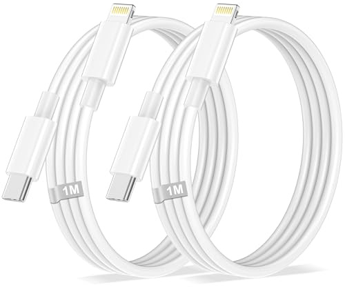 Cable USB C a Lightning 1M 2Pack, [Apple Certificado MFi] Cable iPhone Carga Rapida USB C to Lightning Cable Cargador iPhone Original,Cable Lightning USBC para iPhone 14 13 12 11 Pro Max/Plus/X/8/iPad