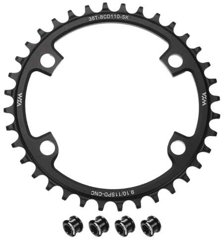 QUARKZMAN 36T 110BCD Kettenblatt 7/8/9/10/11 Gang Rundes Aluminium Schwarz | 152mm Durchmesser, Schmal Breit Zahn, Mit Schrauben, Für MTB Rennrad, Kettenblatt