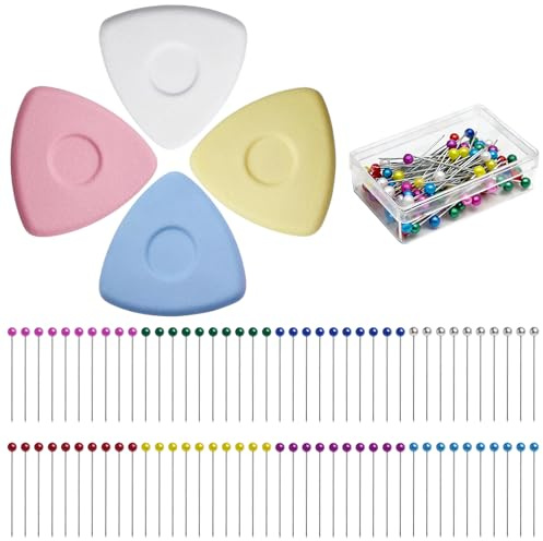 Juego de accesorios de costura, 4 tizas de sastre +100 alfileres con cabeza