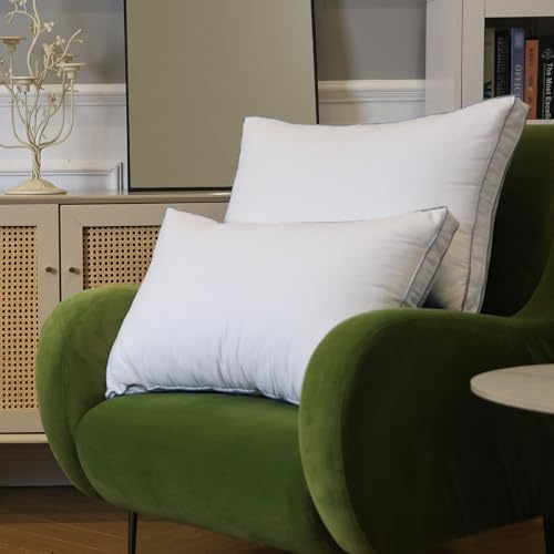 NightHug 1 Pack Goose Feather Down Fiber Pillow Queen Size with 3-Layer Design – Soft Top, Shredded Memory Foam & Plush Base for Side, Back & Stomach Sleepers, Hotel Collection, White (20 x 28)