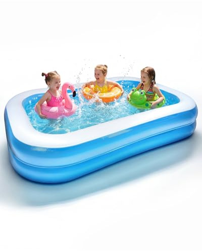 2M Inflatable Paddling Pool, Rectangle Paddling Pool, PVC Thickened, Self-Adhesive Repair Patch, Easy Setup & Storage, Swimming Pool for Kids, Family, Indoor & Outdoor Use
