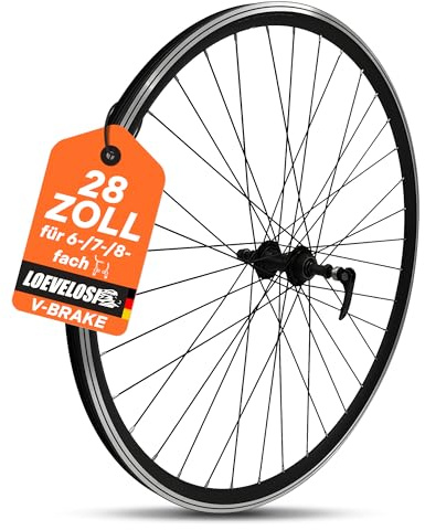 28 tums bakhjul trekking balanscykel – 6/7/8-faldig skruvkrans – 135 mm full axel 9 mm – 36 ekrar – aluminiumkammarfälg – V-broms, fälgbroms – svart – Loeveosi