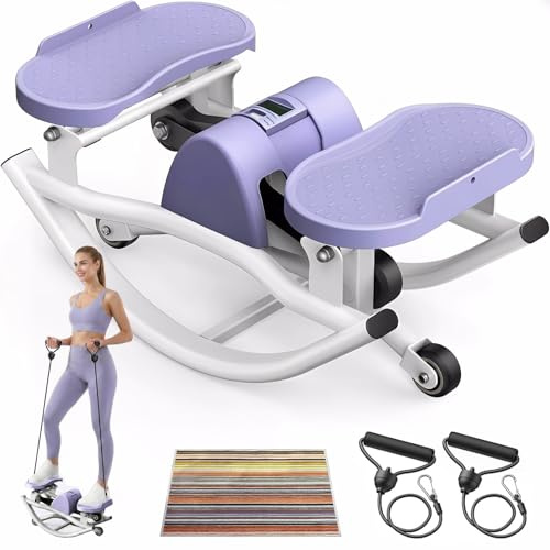 ExeractFit Upgraded Rock Stepper Fitness Casa, Movimento Laterale Mini Twist Stepper Silenzioso Delicato Sulle Articolazioni per Fianchi, Gambe, Glutei(Viola)
