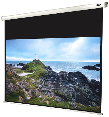celexon Economy Rollo-Leinwand 100 | 220x124 cm 16:9 | manuell ausziehbare 4K, Full-HD Beamerleinwand für Projektionen im Heimkino & Büro | Wand- & Deckenmontage/zum Aufhängen
