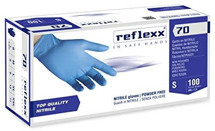 Reflexx R70 / M Guanti senza nitrili in polvere, medio, blu chiaro, confezione da 100