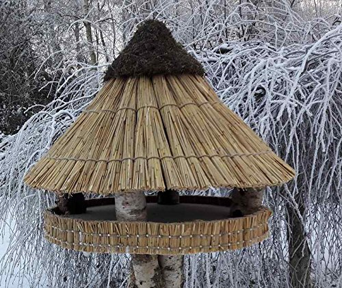 Vogelfutterhaus mit Reetdach Riesen - Heidehütte