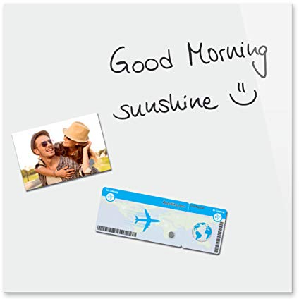 Sigel B1100 Glas-Magnettafel BeBoard rein-weiß, 45 x 45 cm, Memoboard magnetisch & beschreibbar, incl 2 Neodym-Magnete, rahmenlos, für Wohnung und Büro