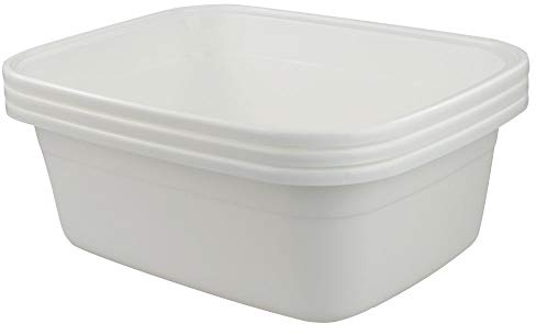 Teyyvn 18 Quart Large Plastic Dish Pan/Washbasin, Pack of 3, White