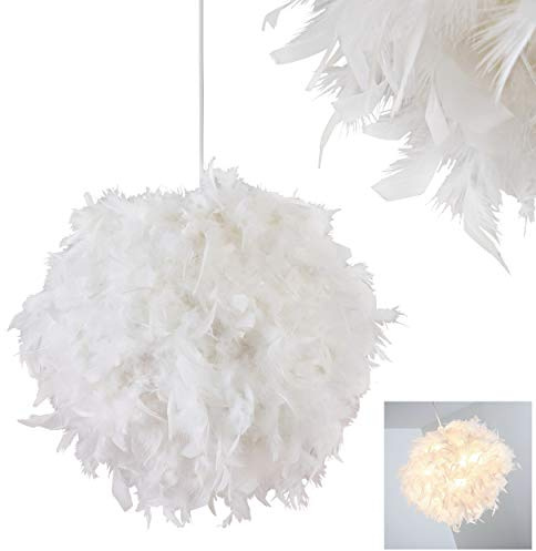 HOFSTEIN Pendelleuchte Skaulo, moderne Hängelampe aus Metall/Kunststoff mit Federn in Weiß, Ø 45 cm, Höhe 130 cm (kürzbar), E27, Hängeleuchte, ohne Leuchtmittel
