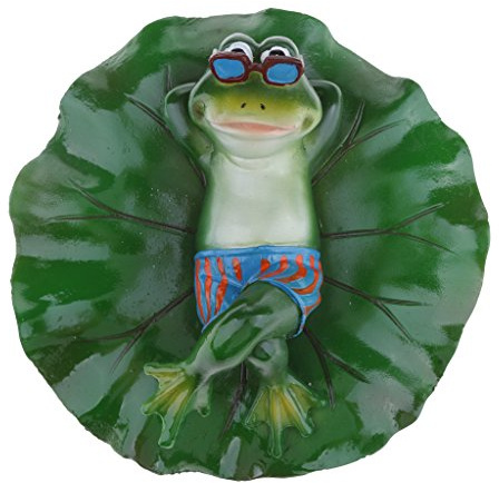 petsola Frosch Und Blatt Schwimmend Schwimmfrosch Teichdeko Miniteich Garten Teich - Liegend