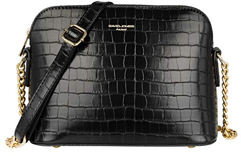 David Jones - Dam Liten Axelremsväska - Krokodil PU Läder Axelväska - Chic Messengerväska - Kvinnor Crossbody Bag Väska - Elegant Handväska - Mode Resa Casual Vardag Kontor Praktisk - Svart Krokodil