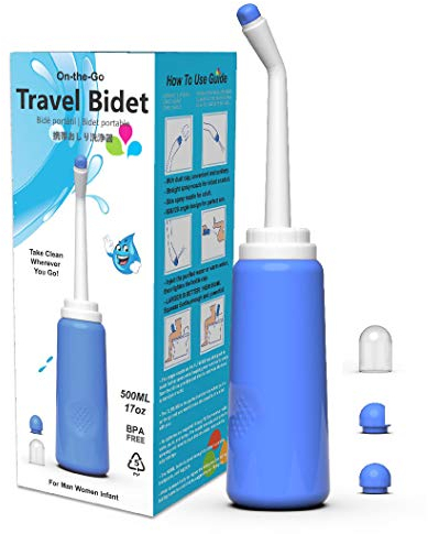 Portable Bidet Sprayer, Gsogcax 500ml/17oz Women Bidet Bottle Postpartum Perineal Care Travel Bidet Bottle for Baby with 2 Nozzles and Portable Bag - BPA Free