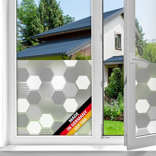 d-c-fix Premium Fensterfolie Wido 67,5 cm x 1,5 m statisch haftend | Statische Sichtschutzfolie mit modernem Muster für Glasflächen – selbsthaftend, blickdicht, dekorativ