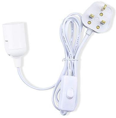 Bonlux E27 plug in Pendant Light Cord Durable Hanging Lamp White Fitting Kit, 1.8 m Gold Fabric Cable Wire with On-off Switch UK Plug, Extension Lamp Holder Lantern Light Ceiling Lighting Fitting