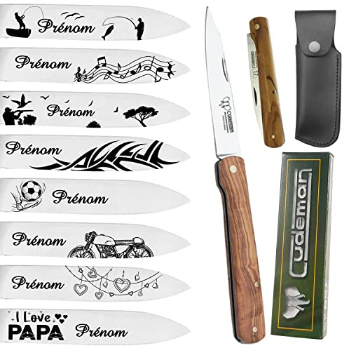 Cudeman - Couteau Pliant Personnalisé avec Prénom Gravé par Gravure Events - Cadeau pour Homme ou Femme : Fête des Pères, Papa, Papi, Papy, Anniversaire, Noël, Saint Valentin