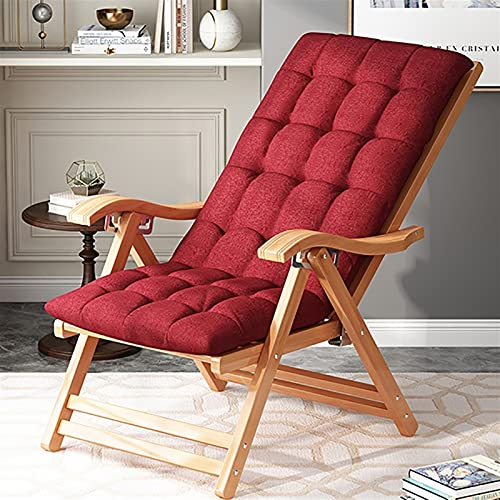DUNAKE Holz ​Relaxliege Schaukelstuhl,onnenliege Faltstuhl Tragbare Klappstühle,Gepolstert Faule Stuhl Falten Schaukelstuhl, Schaukelliege für Garten, Rasen, Balkon, Outdoor Ergonomisch