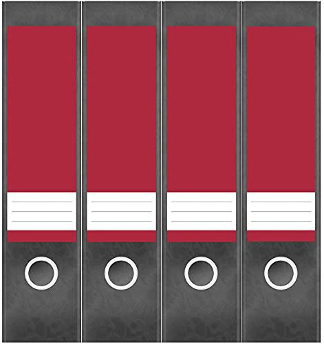 Etiketten für Ordner | Rot 2 | 4 breite Aufkleber für Ordnerrücken | Selbstklebende Design Ordneretiketten Rückenschilder