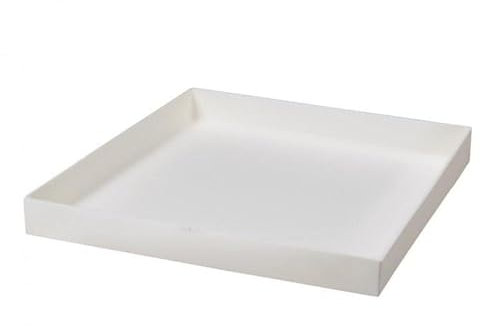 Decor Space Sottovaso ''Sottocubo Schio'' in plastica per Fiori e Piante. (40 cm, Bianco)
