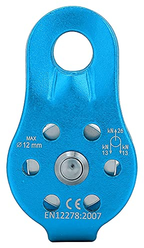 BOROCO Carrucola da Arrampicata su Roccia, puleggia da Arrampicata 26KN in Lega di Alluminio per impieghi gravosi paranco a Corda Girevole Singola per Arrampicata su Corda da 12 mm(Blu)