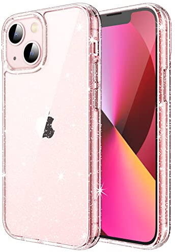 JETech Glitter Skal för iPhone 13 6,1 Tum, Bling Gnistra Stötskyddad Telefon Case, Söt Glittrande Fodral för Kvinnor och Flickor (Klar)