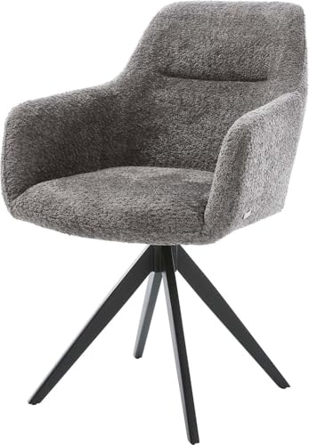DELIFE Drehstuhl Pejo-Flex Kreuzgestell kantig Schwarz Bouclé Grau 180° drehbar
