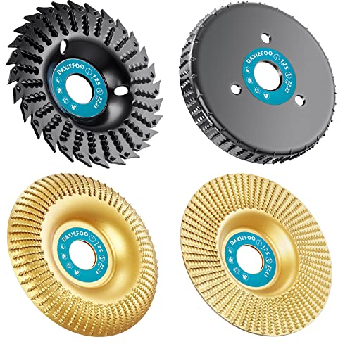 125mm Holzschleifscheiben DAXIEFOO 4-teiliges Schleifscheiben-Set, Holzschnitzscheibe für Winkelschleifer Ø 125mm x 22,2 mm, Schnitzscheiben, Trennscheibe, Schleifscheibe
