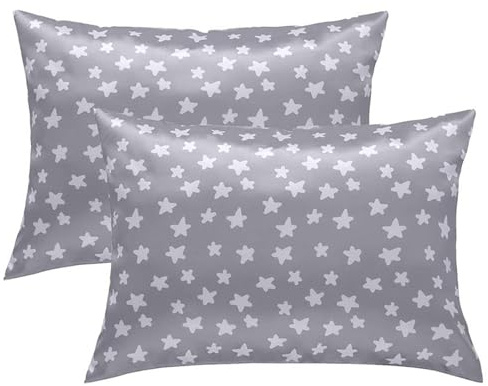 Winmany 2 Packung Kleinkind Kissenbezüge Baby Seide Satin Kissenbezüge 49 x 36cm Kinderbett Bettumschlag Kissenbezug Kinder weiches Reisekissen Paar Bezüge für Jungen Mädchen Maschine waschbar