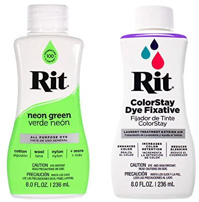 Rit Dye – 237 ml, flüssige Stofffarbe für Kleidung, Dekoration und Handwerk – Neongrün mit Farbfixiermittel