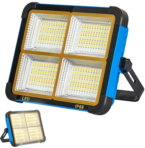 Vegena Proyector LED Recargable, 300w Luz De Trabajo Linterna Portátil, Lámpara De Trabajo LED Portátil Impermeable Batería Solar Para Camping, Taller, Exterior, Garaje, Bodega, Emergencia