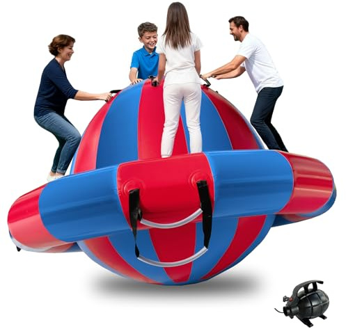 Hongcoral 8.2'x4.8' Inflatable Dome Rocker Bouncer, Giant Roll and Play Seesaw Rocker with 8 Handles, 660LBS Capacity, Blow Up Outdoor Family Toys with Electric Pump - for Pool, Lake & Backyard