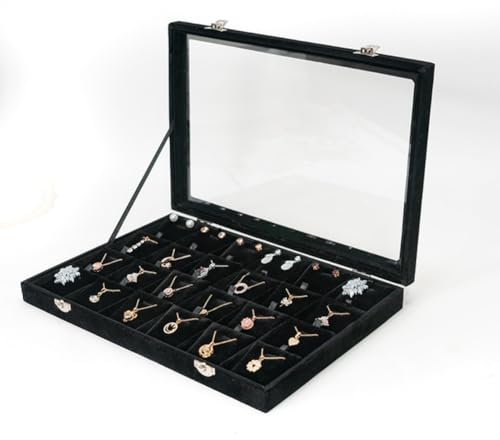 XHMQYC Jewelry Box Necklace Organizer Tray (Black) Necklace Display Case for Storage Jewelry Necklaces Display Stand 24 Slot Pendant Holder for Women