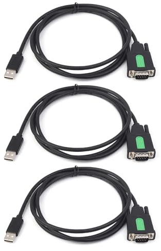 Waveshare Industrial USB To RS232 Serial Adapter Cable(3 PCS), USB Type A To DB9 Male Port, FT232RL Chip, 1.5m, For Industrial Control Equipments & Applications With High Communication Requirement