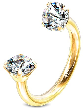 Hufeisen Piercing Chirugenstahl 316l Septum Ring Zirkonia Kristal 1,2 mm Ohr Nasenpiercing Nippel Intim Silber Schwarz Gold Rose Glitzer Tragus Helix Farben Innengewinde Gold/Kristall, 3 mm