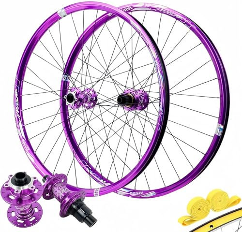 Paar Fahrradräder Mit Scheibenbremse, Steckachse 26 27,5 29 Zoll Für Kassette 8-12S Laufradsatz Aluminiumlegierung MTB-Räder Vorne 2 Hinten 4 Lager Purple,27.5in-MS