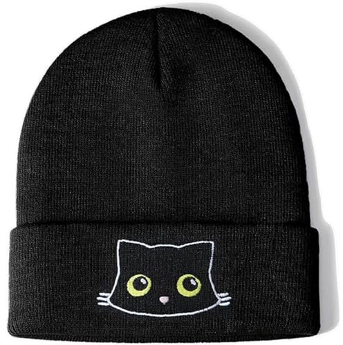 BelleVive Cappello per Gatti a Maglia - Simpatico Regalo Invernale per Amanti dei Gatti, Donne e Ragazze - Nero, L