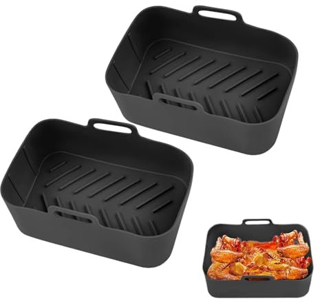 2 Pcs Silicone air Fryer Liner, Silicone Loaf Tins Air Fryer Baking Tray Silicone Air Fryer Dishes, Air Fryer Rack Accessories for Air Fryer, Oven, Microwave