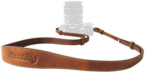 SMALLRIG Universal Leather Camera Shoulder Strap for DSLR Camera, Adjustable 100 to 110cm (39 to 43in), Max Load 10kg (22lb), Ergonomic Shoulder Support for Travel/Vlogging (Brown) - 5209