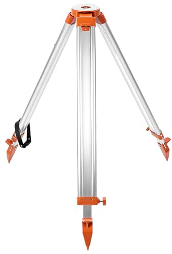 QWORK Trépied en aluminium – Trépied robuste pour entrepreneur avec pince rapide, trépied universel de niveau de transit, filetage de 1,5 cm x 28 cm