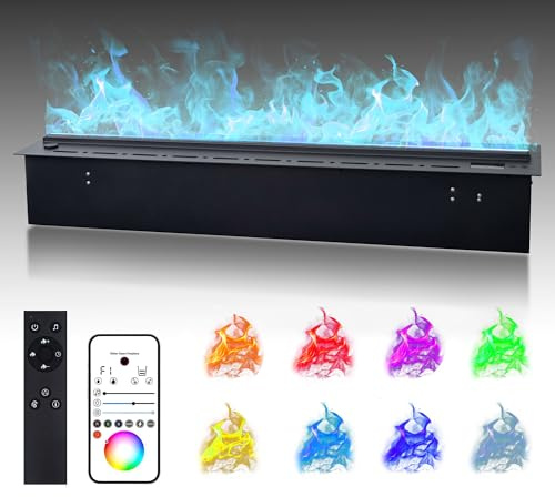 COUCHO 3D Water Vapor Fireplace, Electric Atomizing Fireplace with 64 Adjustable Flame, Humidifier with APP, Remote Control, Automatic Water Filling, 3mm Ultra-Thin Panel(78.74in)