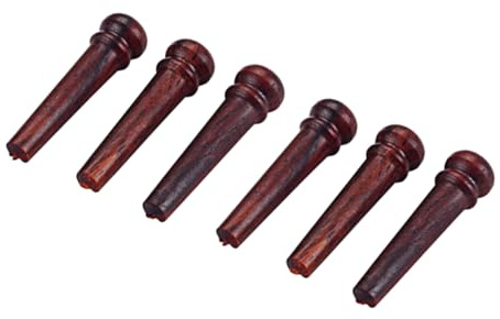 Redwood Guitar Bridge Pins 6pcs for Folk Acoustic Guitars | Ancient Classic Style, Delicate Appearance, Replacement Parts, Coffee Finish, Easy Installation