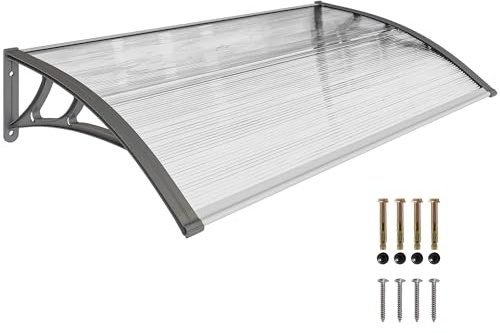 Outsunny Auvent pour porte d'entrée - 110 x 60 x 18 cm - Auvent avec protection UV - Protection contre la pluie - Protection solaire pour l'extérieur - Gris aluminium