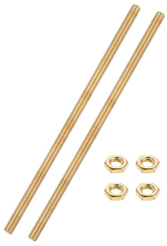 sourcing map 2 Sets Brass Fully Threaded Rod, M8x1.25mm Pitch Right Hand Threads Studs with Solid Brass Hex Nuts, 200mm/8 Long Threaded Screw Rods Fasteners for Anchors Bolts Hangers Clamps