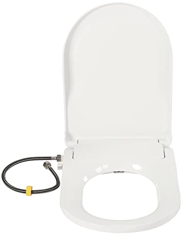 Soft Close Toilet Seat, D Shaped Bidet Toilet Seat, White Quick Release Toilet Seat for UK, Non-Electric Toilet Seats with Separated Self-Cleaning Dual Nozzles