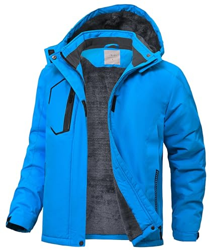 Zoofly Giacca Invernale Bambini Giacca da Neve Ragazzi in Pelo Caldo Giacca da Sci Impermeabile con Cappuccio M(8-9) Blu