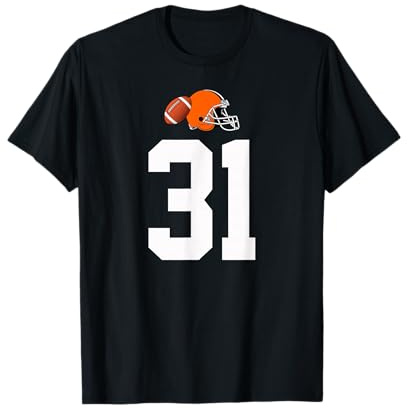 Americano Fútbol Casco Estilo Vintage Número 31 Camiseta