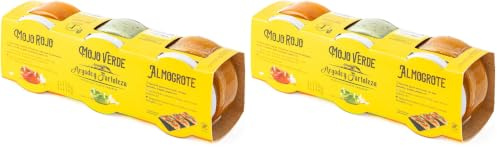 Argodey Fortaleza Mojo Rouge | Mojo Vert | Almogrote Canarien Pack (3 x 120g) | 3 Pots Individuels | Sauce Parfaite et Polyvalente pour Pain | Toasts | Arepas | Pommes de Terre (Lot de 2)