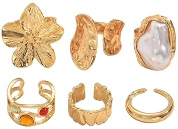 Thapncow 6 Pezzi Anelli a Nocche D'oro, Anelli Vintage da Nocca con Incisione Sottile, Anello Semplice Knuckle Ring per Donna, Anello Midi Eleganti per Donne Comfort Fit, Adatto a qualsiasi occasione