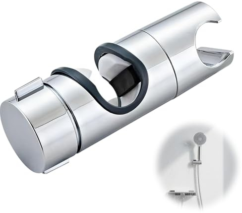 Support Douchette Réglable pour Barre 18 à 25 mm, Support Pommeau de Douche Coulissant Chromé en ABS, Fixation Murale Sans Démontage, Remplacement Universel Salle de Bain Durable